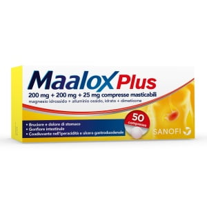 MAALOX PLUS 50 cpr mast 200 mg + 200 mg + 25 mg