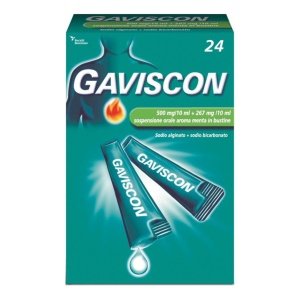 GAVISCON 24 bust orale sosp 500 mg/10 ml + 267 mg/10 ml menta