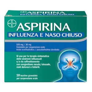 ASPIRINA INFLUENZA E NASO CHIUSO orale 10 bust 500 mg + 30 mg