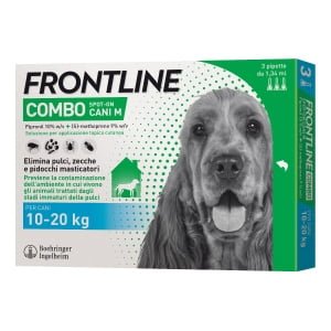 FRONTLINE COMBO SPOT-ON CANI M soluz 3 pipette 1,34 ml 134 mg + 120,6 mg cani da 10 a 20 Kg