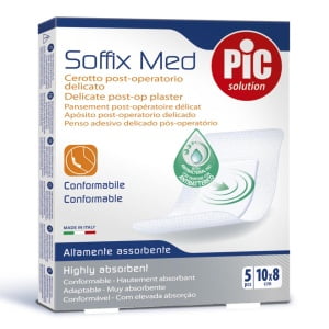 CEROTTO PIC SOFFIX MED IN TNT CON TAMPONE CENTRALE ASSORBENTE STERILE MONOUSO 10X8 CM ANTIBATTERICO 5 PEZZI