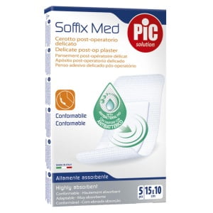 CEROTTO PIC SOFFIX MED IN TNT CON TAMPONE CENTRALE ASSORBENTE STERILE MONOUSO 10X15 CM ANTIBATTERICO 5 PEZZI