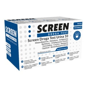 SCREEN DROGA TEST 10 DROGHE TEST ANTIDROGA CON CONTENITORE URINA