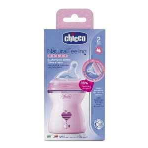 CHICCO BIBERON NATFEEL 2M+ GIRL 250 ML