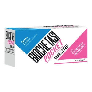 BIOCHETASI POCKET DIGESTIVO 18 COMPRESSE MASTICABILI NUOVA FORMULAZIONE