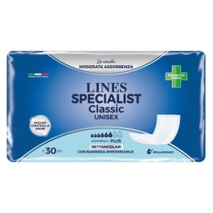 PANNOLONE LINES SPECIALIST CLASSIC RETTANGOLARE CON BARRIERA30 PEZZI