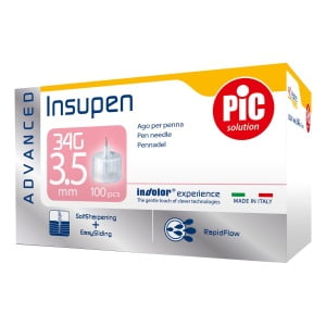 AGO PENNA INSULINA PIC INSUPEN ADVANCED GAUGE 34X3,5 MM 100PEZZI