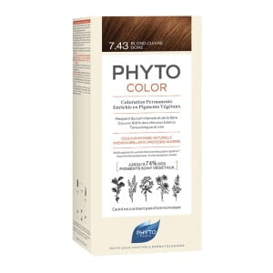 PHYTOCOLOR 7,43 BIONDO RAMATO DORATO LATTE + CREMA + MASCHERA + FOGLIETTO ILLUSTRATIVO + 1 PAIO DI GUANTI