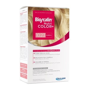 BIOSCALIN NUTRICOLOR PLUS 10,23 SABBIA CREMA COLORANTE 40 ML+ RIVELATORE CREMA 60 ML + SHAMPOO 12 ML + TRATTAMENTO FINALE BALSAMO 12 ML