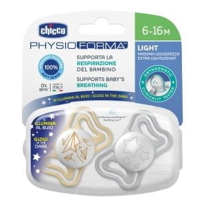 CHICCO SUCCHIETTO LIGHT LUMI SILICONE 6-16M 2 PEZZI