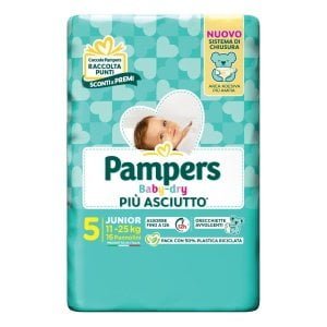 PAMPERS BABY DRY PANNOLINO DOWNCOUNT JUNIOR 16 PEZZI