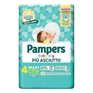 PAMPERS BABY DRY PANNOLINO DOWNCOUNT MAXI 17 PEZZI