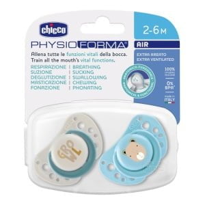 CHICCO SUCCHIETTI AIR AZZURRO SILICONE 2-6 MESI 2 PEZZI