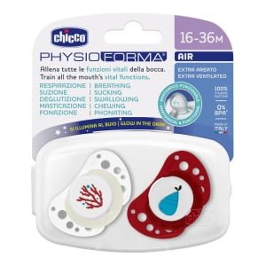 CHICCO SUCCHIETTI AIR ROSSO LUMI SILICONE 16-36 MESI 2 PEZZI