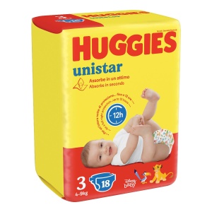 HUGGIES Unistar 3 4-9Kg 18pz